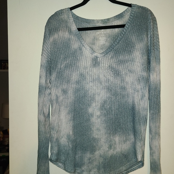 AEO Rib blue tiedye long sleeve top - Picture 2 of 3